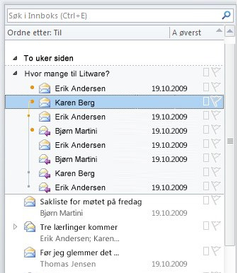 E-post Om diskusjonstråder* Diskusjonene grupperer meldinger som deler samme emne, i diskusjoner som kan vises i utvidet eller skjult form.