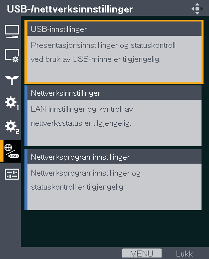 3. Vise bilder fra en USB-minneenhet eller et digitalkamera 8. Velg [OK] og trykk på [Enter]-knappen. 9. Velg [Projekteringstid] og trykk så [Enter]. 10.