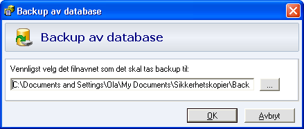 KONFIGURASJON OG INNSTILLINGER Andre innstillinger Vedlikehold av databasen Mamut anbefaler at du regelmessig sikkerhetskopierer databasen din. 1.