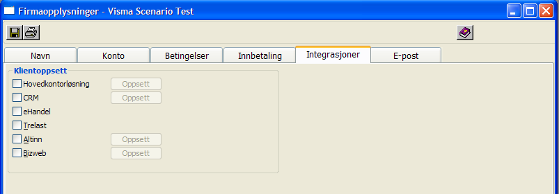 Innbetaling Factoring Dersom factoring, autogiro og OCR skal benyttes må dette skjermbildet inneholde alle nødvendige opplysninger.