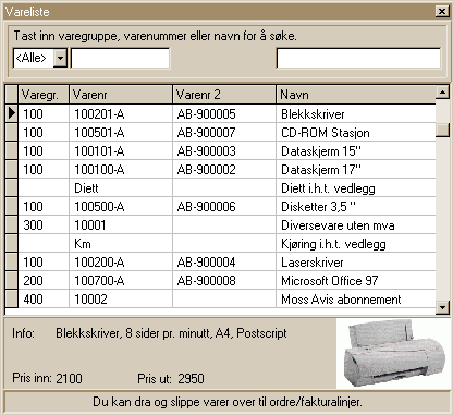 Tilbud/Ordre/Faktura/Innkjøp TOLFI 134 museklikk og velg Sett inn ny linje eller Legg til ny linje.