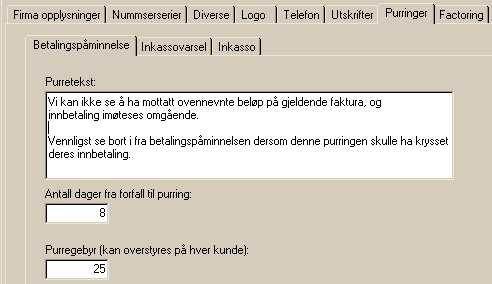 145 Corrado hjelp Utskrift av purringer kan rettes mot kunden du står på i arkivkortlisten eller mot alle som skal purres.