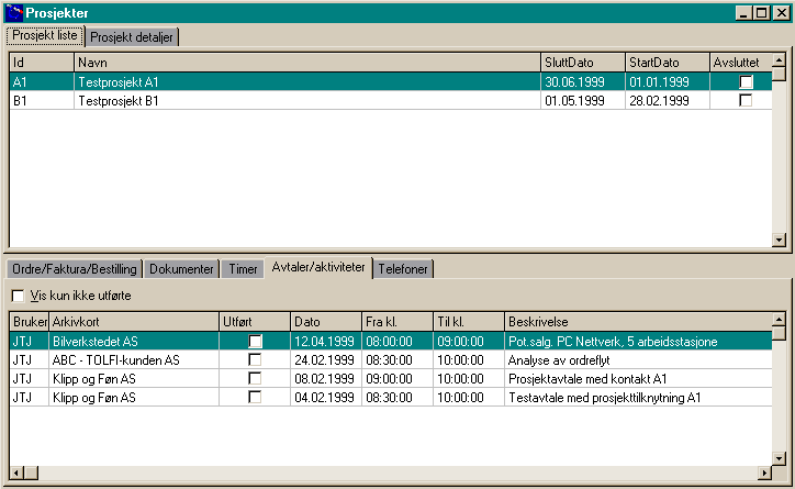 QUICK START 30 Under fanen Prosjekt detaljer registrerer og endrer du informasjon om det enkelte prosjekt, hvor prosjektkoden er den informasjonen som fremkommer som prosjektopplysning når du ser på