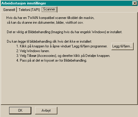 Grunndata 5.3.3 62 Scanner Corrado bruker Windows sin bildebehandling (imaging) som interface mot TWAIN scannere. (Visningsverktøy for innscannede dokumenter).