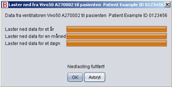 3. 3. Vivo 50/60 kan nå kommunisere med PC-en. Last ned ventilatordataene ved å velge Ventilatordata > Last ned minnedata for ventilator.