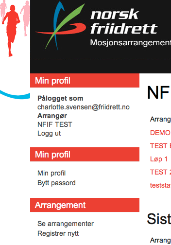 Slik søker du om arrangement som kun skal approberes og legges i terminlisten Steg 1: Gå til http://mosjon.friidrett.