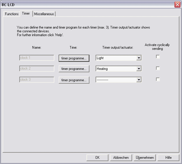 Fjernkontroll med display - Timer Opp til 3 timere kan knyttes til hver utgang. Under "Tidsprogram" kan du definere tidsperioden for den respektive timeren til å være PÅ.