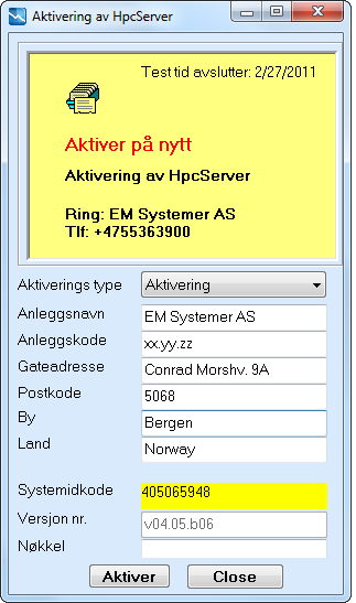 Konfigurering og installasjons håndbok Side: 10 av 133 tiden bør brukeren benytte seg av muligheten til å aktivere programmet for å unngå eventuelle problemer som kan oppstå etter endt 30 dagers