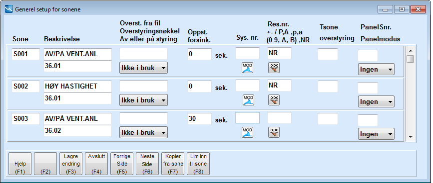 Konfigurering og installasjons håndbok Side: 20 av 133 NB! Fjernes en nøkkel fra filen vil sonen styres til auto og bruke intern kalenderfunksjon i HpcServer. 2. Overstyring fra eksternt signal.