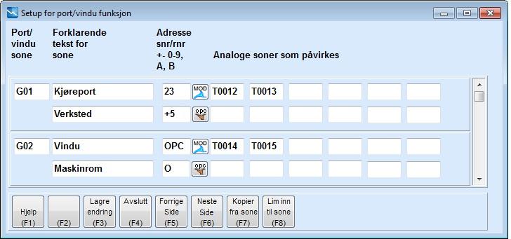 Det er mulig å benytte OPC eller Modbus verdier i overstyringssonene, men da vil det ikke være mulig og benytte negativt fortegn ved aktiv åpen bryter.