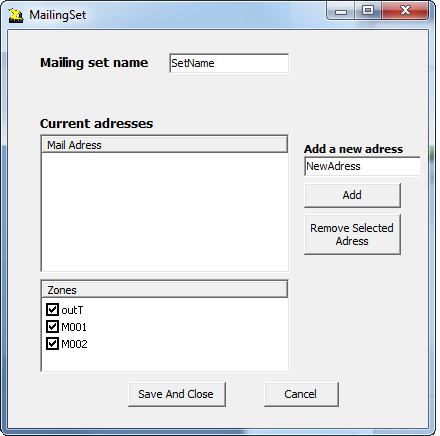 Konfigurering og installasjons håndbok Side: 63 av 133 Mailing Sets I HpcMessenger ligger det en mulighet til å sende ut målerdata til forskjellige e-post mottakere.