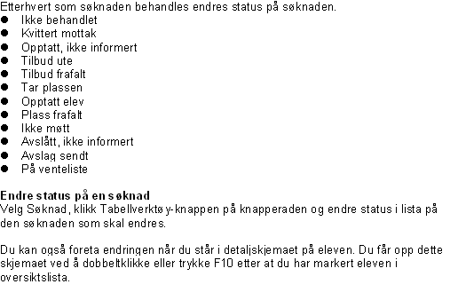 Status på søknaden Se på søknader Kapasitet pr.