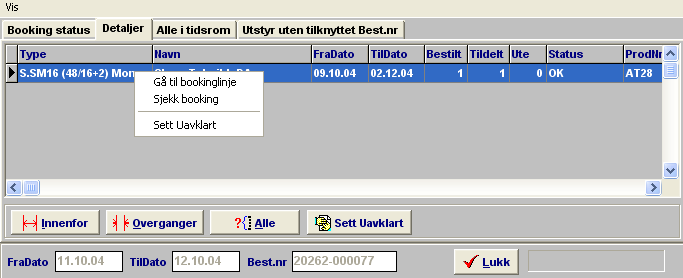 , vil 2 settes Utlevert med utløpsdato 31.12.2049. Det ligger med andre ord en booking langt fram i tid for det antall som ikke ble returnert.