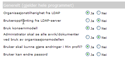 22. Oppsett av sider med LDAP konfigurasjon I dette skjemaet settes innstillinger for portalens utseende og kommunikasjon med andre systemer.