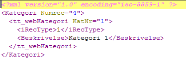 Varegrupperegister (WBVGR Til nettbutikk) Filnavn: WBVGR<Sekv.nr>.xml Vg int zzzzz9 VgBeskr char X(30) Hg Int >>>9 Momskod Int z9 Kost_Proc Dec zz9.9 Mva_Proc dec zz9.