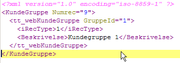 GruppeId Int >>9 Beskrivelse Char X(30) Kundkort (WBKKO Fra nettbutikk) En kunde kan ha et eller flere kundekort knyttet til seg.