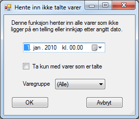 Versjon 1.0.0.120 Lagerstyring Skriv til PDF i E-post Huk av denne boksen om du ikke vil skrive ut til papir, men istedet vil sende en mail med utskriften i PDF-format.