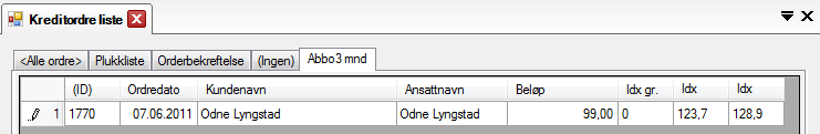 Ordre Ordreinfo på en abonnementsordre Når man lager en abonnementsordre i kassa kan man benytte ordreinfo på en noe spesiell måte.