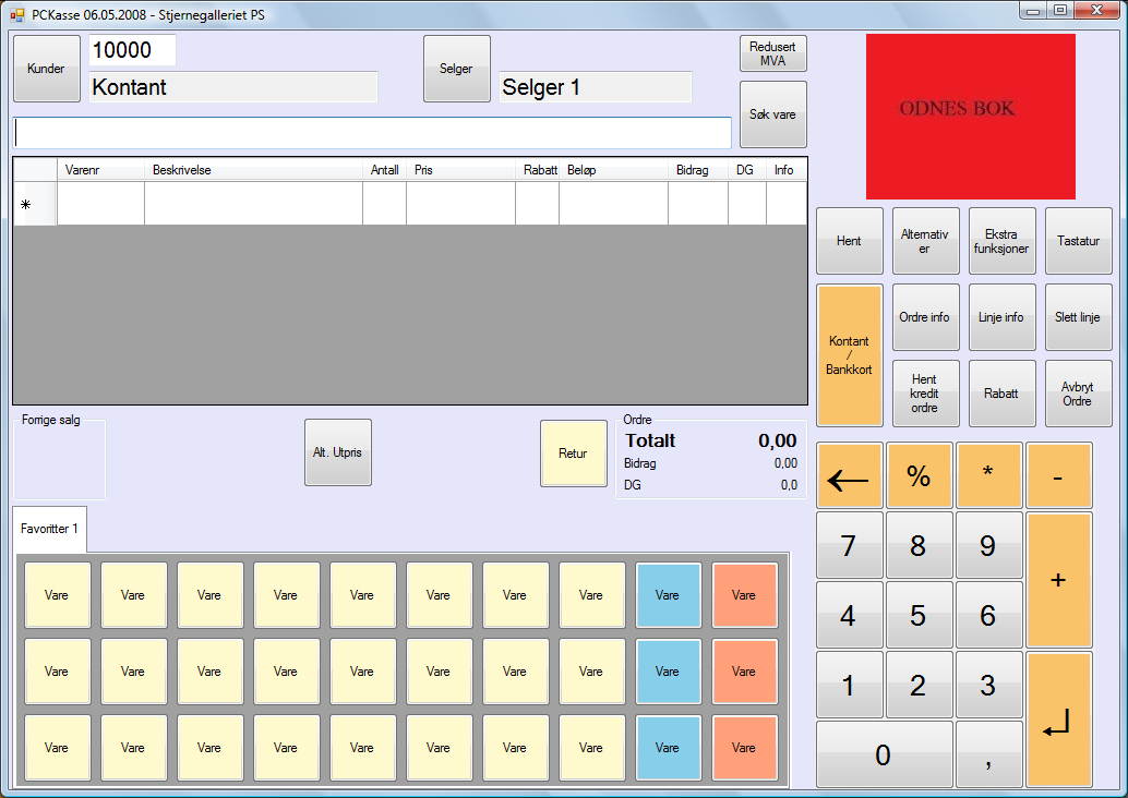 6 Kasse Ordre Kasse og ordredelen er den delen av PCKasse som brukes i salgspunktet.