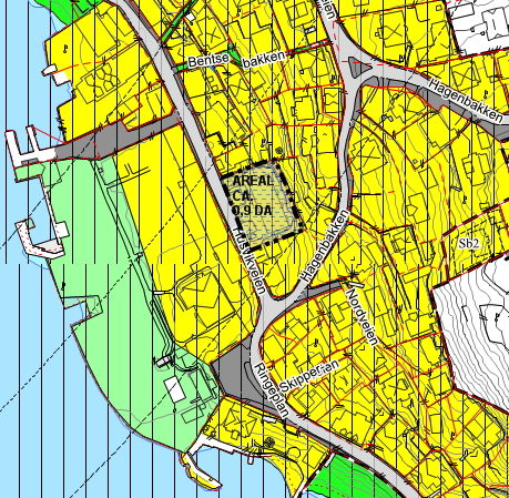 Investeringsprosjekt nr 12: Husvikveien Eiendomsdata: Gnr./bnr.: 86/147 Areal : Ca. 0,9 da Eier : Frogn kommune står oppført som fester, mens grunneiere er ukjent. Reg.status: Regulert til bolig.