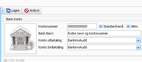 Sette opp firmaets bankkontoer Vi får bruk for å kjenne firmaets bankkonto(er), så vi kan starte med å registrere dette. 1) Gå inn på Dataregistre, Økonomi og regnskap, Bankkontoer.