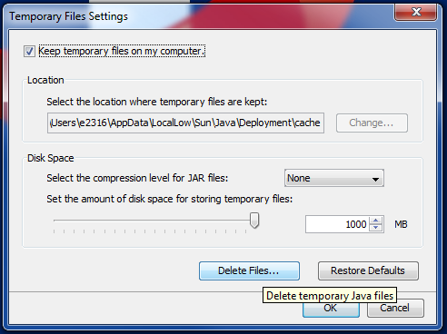 3. Under Temporary Internet Files,