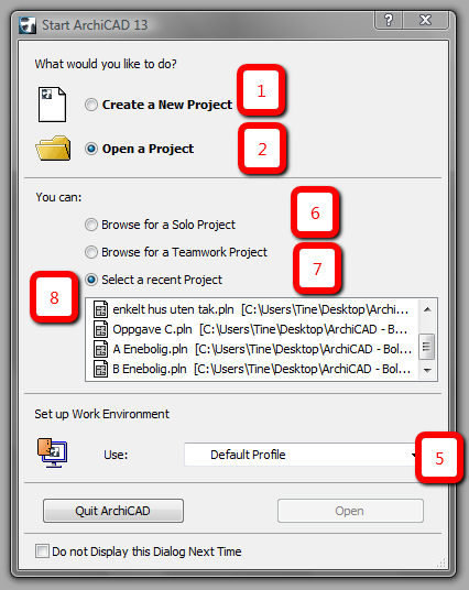 STARTE ARCHICAD En mal skal alltid brukes når man tegner i ArchiCAD. Dette for at man alltid skal ha de riktige innstillingene inne i programmet. Velg BOLIGabc prosjekteringsmaler, se rute 3.