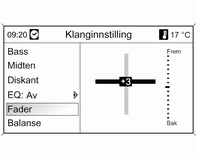 22 Innledning Toneinnstillinger Navi 600 / Navi 900 I menyen for tone-innstillinger kan egenskapene for tonen stilles inn ulikt for hver radiobølgelengde og hver audio-spillerkilde.