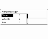 Innledning 23 Innsitlling av volumfordeling mellom høyre - venstre Optimalisering av tone for musikkstil Velg Balanse. Velg ønsket verdi.