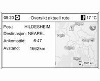 Navigering 95 Velg om Alle trafikkmeldinger eller bare Trafikkmeldinger langs ruten skal vises i TMC-meldinger-listen, se nedenfor.