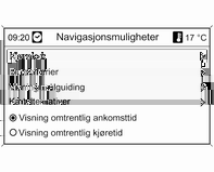 Navigering 97 Dynamisk veivisning Hvis dynamisk ruteveiledning er aktiv, vil hele den aktuelle trafikksituasjonen som infotainmentsystemet mottar via TMC, være inkludert ved beregningen av ruten.