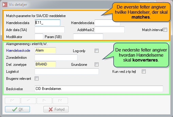 OPSÆTNING 19 Trin 3 - Opret SIA/CID Konverteringssæt Efter at have analyseret panelet, så er næste skridt at oprette de ønskede SIA/CID Konverteringssæt.