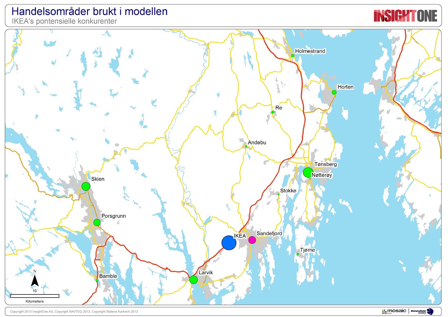 Handelsområder i modellen Sirklenes