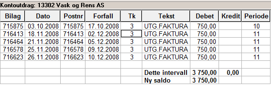 10.3 Rapportering/Forespørsel kundereskontro 10.3.1 Forespørsel kundereskontro/hovedbok: Man kan søke i hovedboken på kundreskontro og transaksjoner, ved å gå til Oppgavetreet og velge Rapportering, forespørsel.