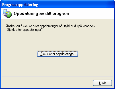 Programoppdatering Det er viktig å sjekke med jevne mellomrom om det har kommet programoppdateringer til ditt program.