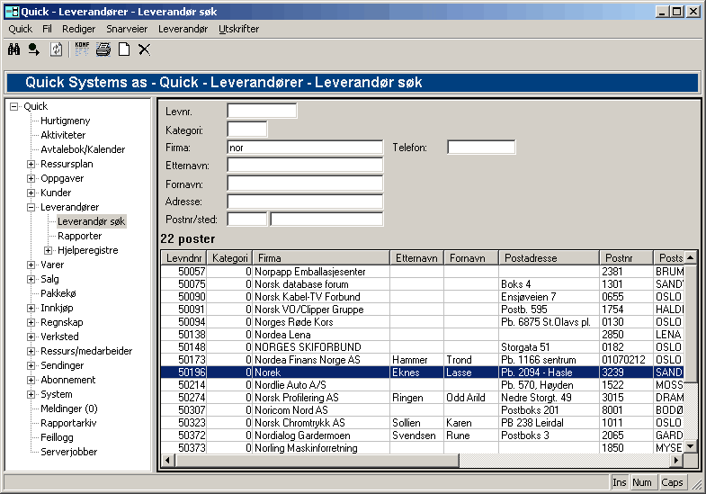 Grunnkurs 2.4.2.1 23 Søk Du kan legge inn et eller flere søkekriterier. Søket utføres når du trykker Enter etter å la lagt inn ønskede søkekriterier.