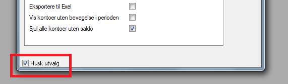 Tips og triks Merk av for «Husk utvalg» nederst på hver Meny, slik at du slipper å gjøre de samme innstillingene hver gang rapporten skal skrives ut. 7.