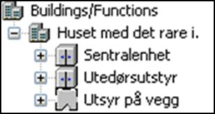 Før man henter inn komponenter fra databasen, kan man å dele opp installasjonen for bygget inn i områder. Det ble valgt å dele installasjonen inn i 3 områder.