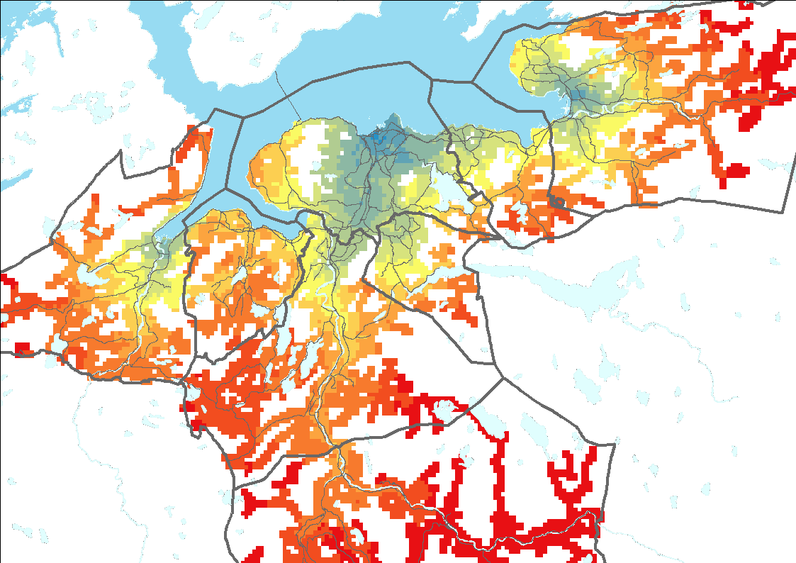 Kg CO 2 -ekvivalentar per person per dag ved boliglokalisering, Trondheimsregionen Kg CO2 per person <=