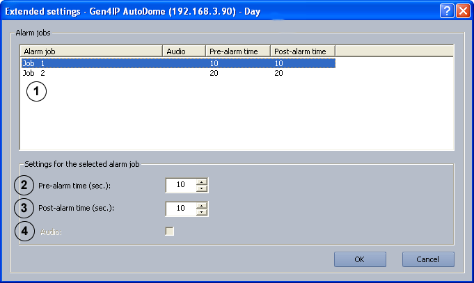 38 no Standardkonfigurasjon Bosch Recording Station 4.4.2 Utvidede innstillinger for MPEG4/H.264 IP-kameraer Menyen Opptaksinnstillinger > kategorien MPEG4/H.264 IP-kameraer > knappen Utvidet.