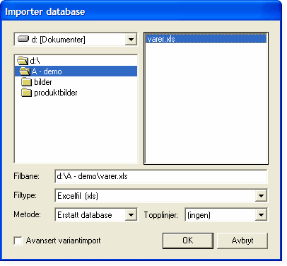 Praktisk bruk 22 Lim så inn data fra Excel via funksjonen "Lim inn" under rullegardinmenyen Rediger (kan også gjøres via hurtigtasten Ctrl+V) Databasen vil nå innholde de samme data som Excel.