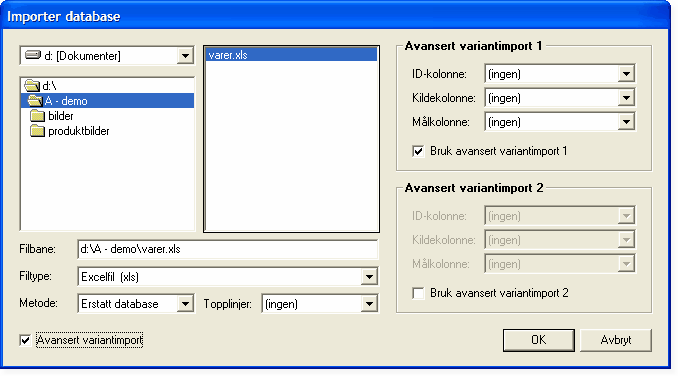 23 GoOnline Hjelp Hva/Hvordan - Eksempel Om man har en genser som skal importeres og denne finnes i 3 farger og 3 størrelser fordelt over totalt 9 varelinker.