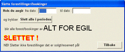 4.1.4.2 Sletting av flere forestillinger Underliggende bilde viser bestilling av sletting av flere forestillinger på en film.