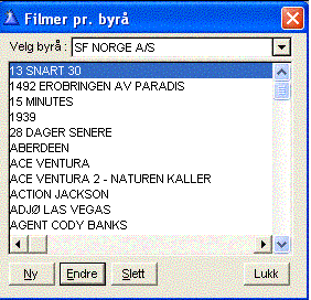 I tab-en Kontaktperson/notat kan følgende opplysninger registreres: Fig. 4-28 Byrå, Kontaktpersoner/notat 4.7 Filmer pr. byrå 