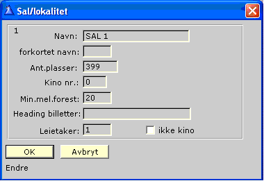 4.10 Saler/lokaler/arenaer Her registrere man inn de lokaliteter som man bruker og evt. som man ønsker å ha en oversikt over bruken på.