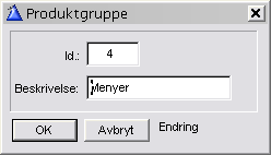 4.13.3 Produktgrupper Alle produkter knyttes til en produktgruppe. Opprett så mange grupper du finner formålstjenlig.
