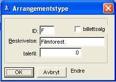 Forestillinger uten arrangementstype angitt forutsettes å være film.