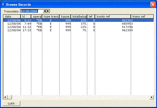 4.16.10 Logg ebilletter Denne loggen viser hvilke billetter som er solgt spesifiserte datoer via internett. Fig.