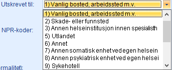 Når man har denne avkrysningen vil «Spesialistvedtak» være synlig nederst i serie-bildet: NPR Melding: Nytt kodeverk i feltet «Utskrevet til» I henhold til endringer hos NPR er kodeverket i feltet