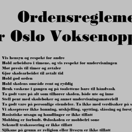 21 Ordensreglement for Oslo Voksenopplæring I ordensreglementet som er felles for hele Oslo Voksenopplæring er det regler for Frammøte, fravær og permisjon Orden Bruk av internett Kontaktlærer